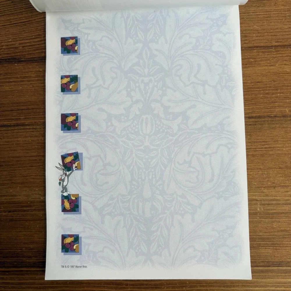 1997 Looney Tunes Bugs Bunny Stationery Pad 43 Sheets 6 1/4 x 8 3/4